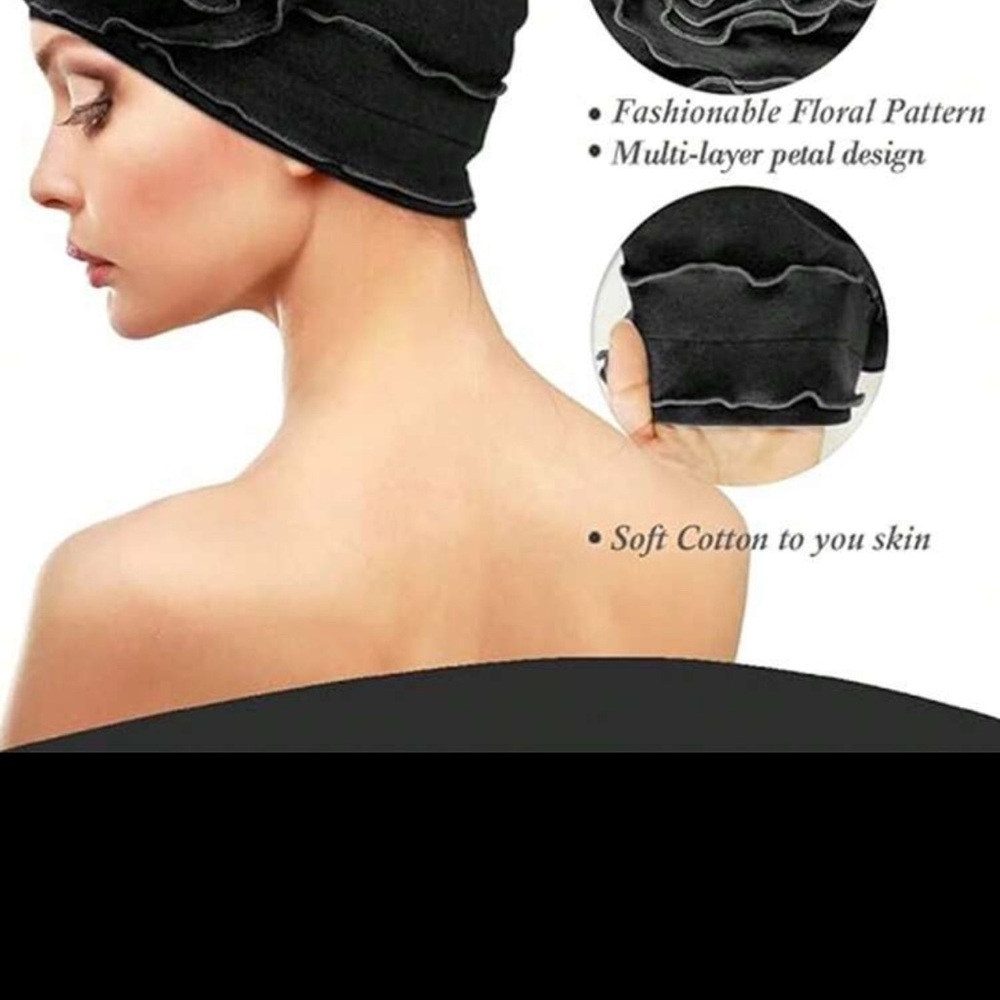 Elegant Women's Floral Beanie Collection - Gray, Blue, Black, Red - Picture 3 of 8